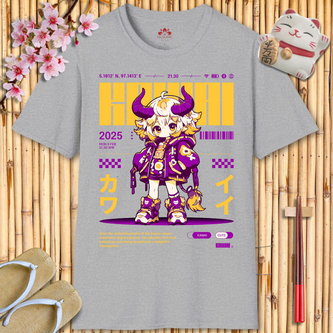 Kawaii Girl Yellow Unisex Softstyle T-Shirt