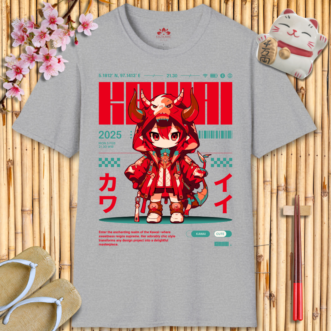 Kawaii Girl Red Unisex Softstyle T-Shirt