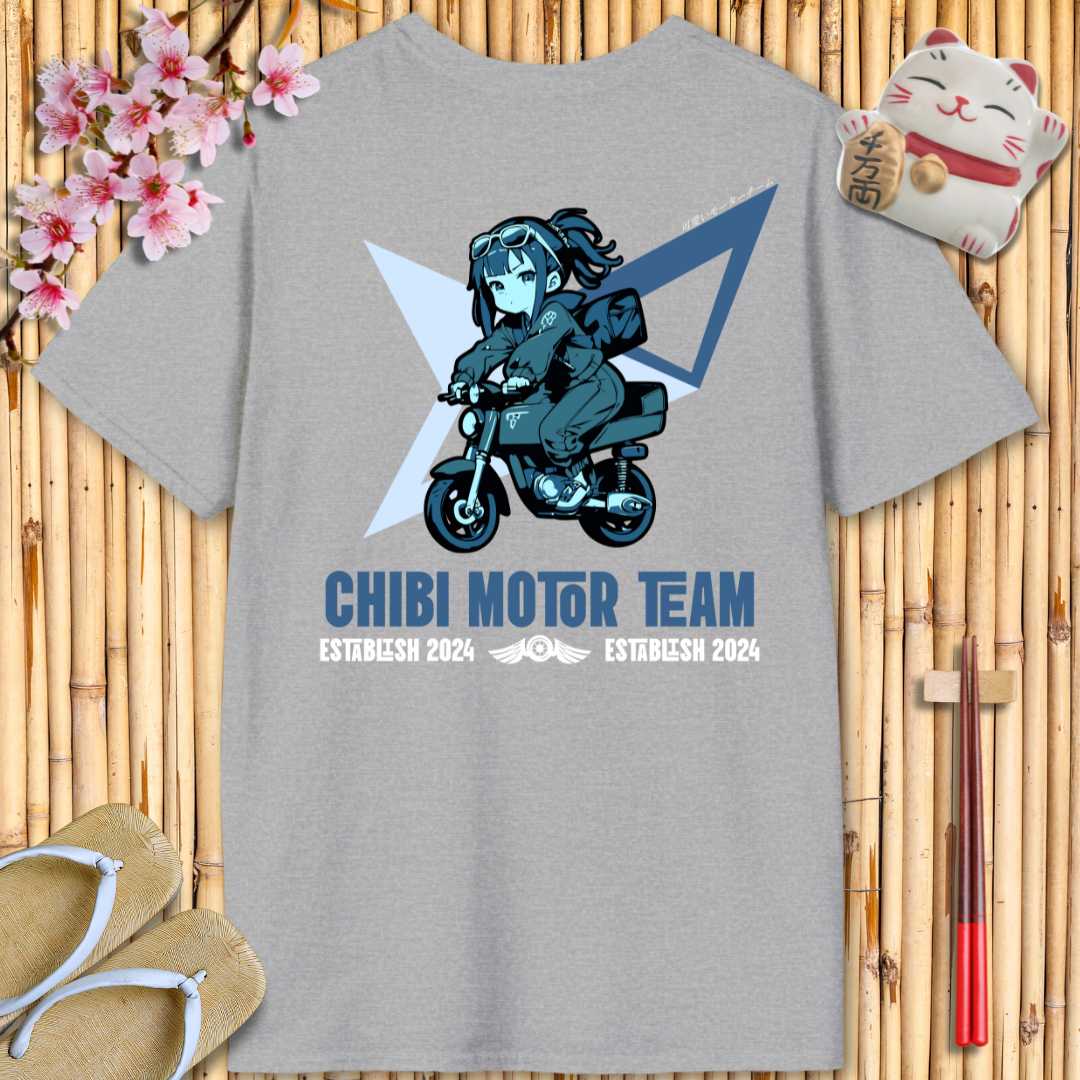 Chibi moto girl blue Back Unisex Softstyle T-Shirt