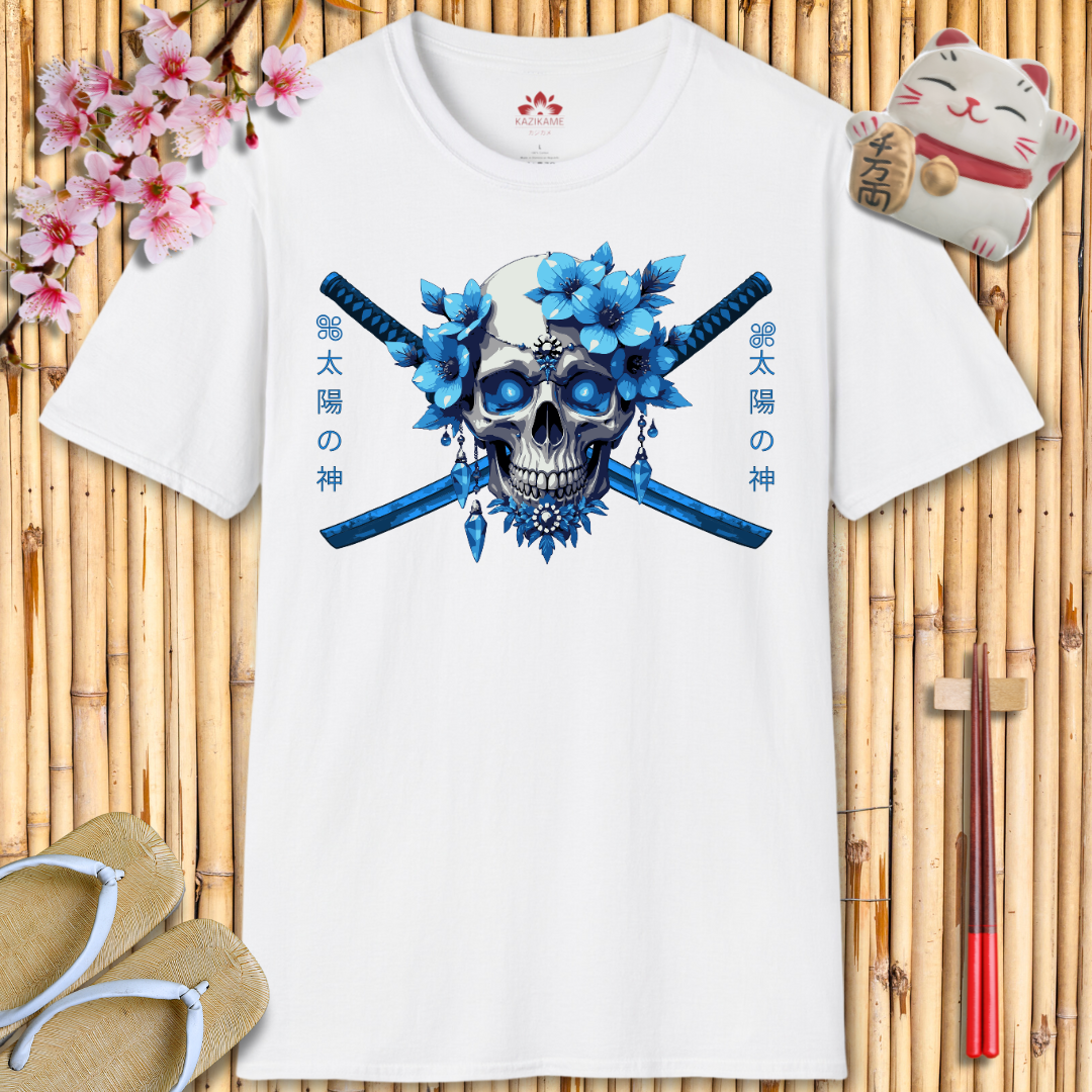 Skull Katana Blue Unisex Softstyle T-Shirt