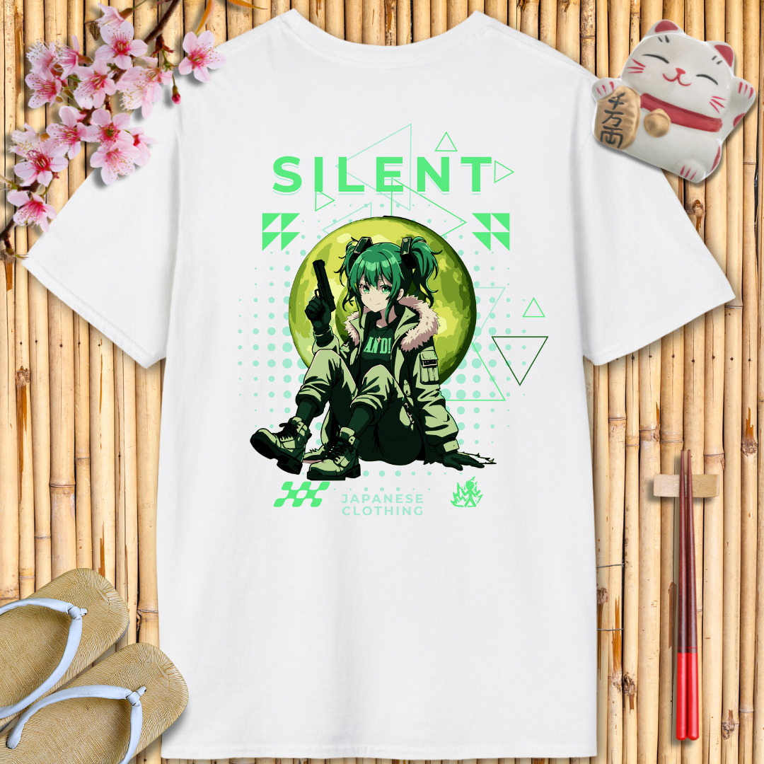 Silent Girl Green Back Unisex Softstyle T-Shirt