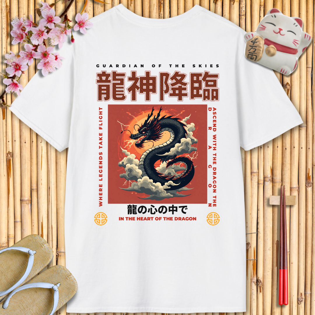 Black dragon Back Unisex Softstyle T-Shirt