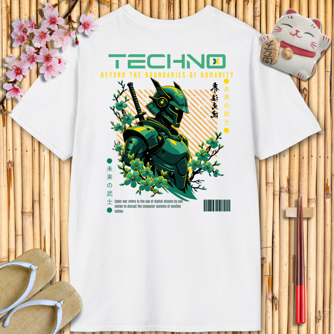 Techno Ninja Green Back Unisex Softstyle T-Shirt