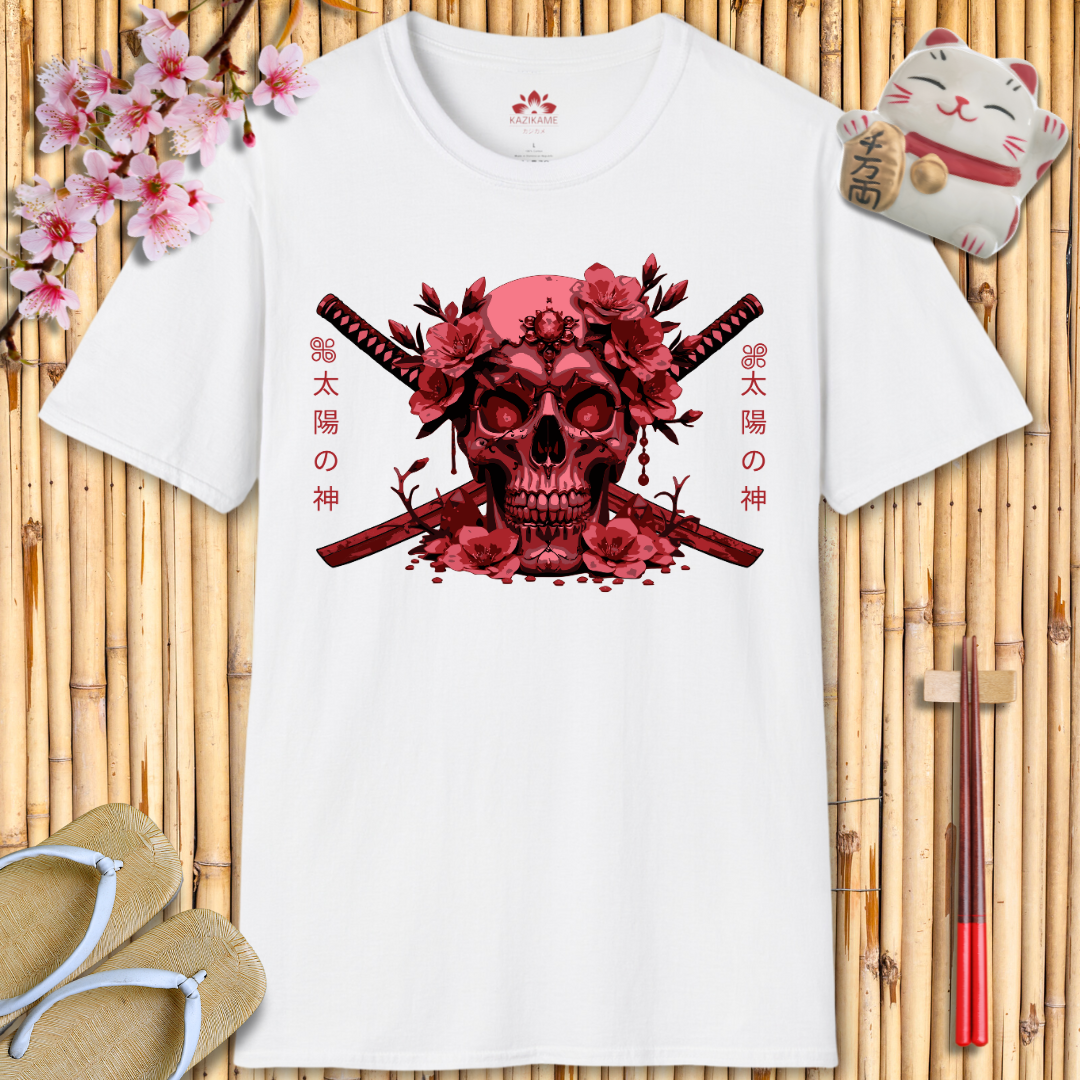 Skull Katana Red Unisex Softstyle T-Shirt