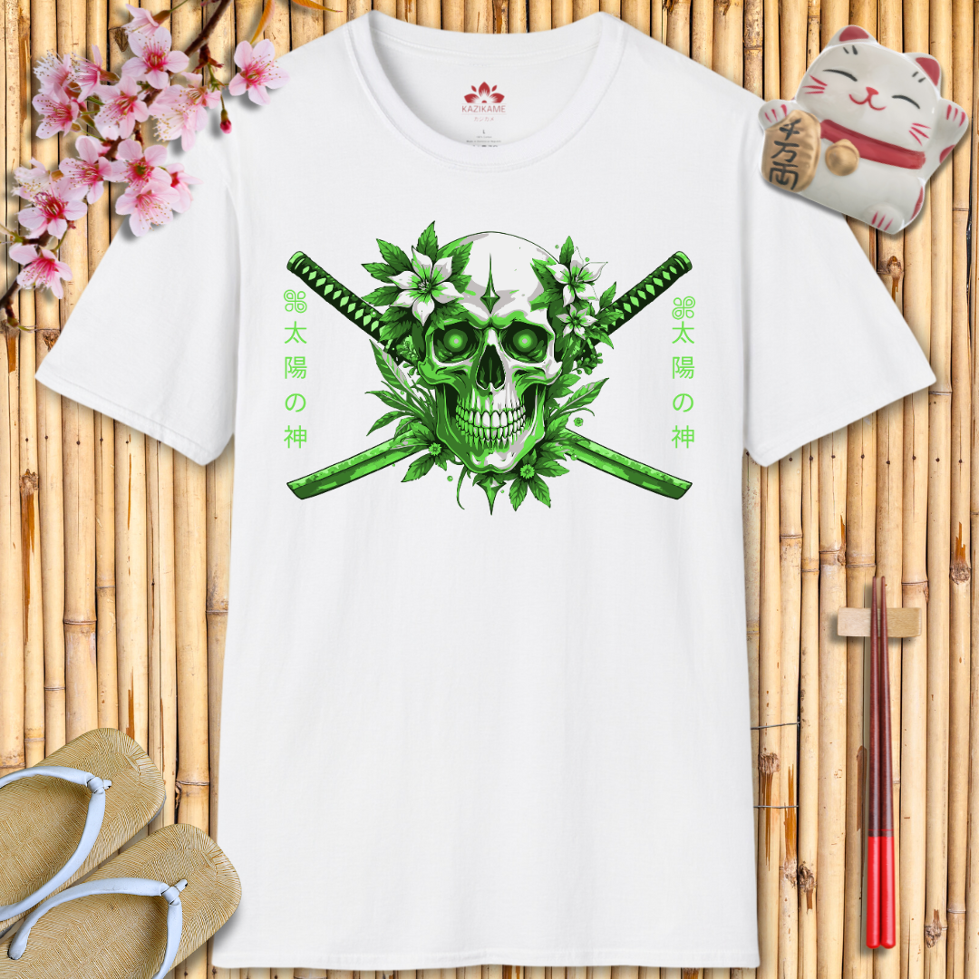 Skull Katana Geen Unisex Softstyle T-Shirt