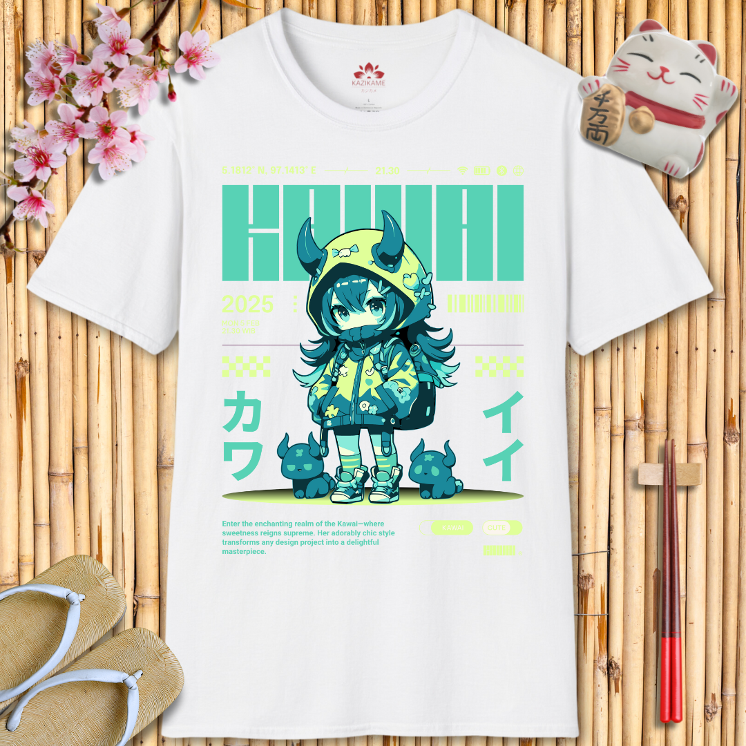 Kawaii Girl Green Unisex Softstyle T-Shirt