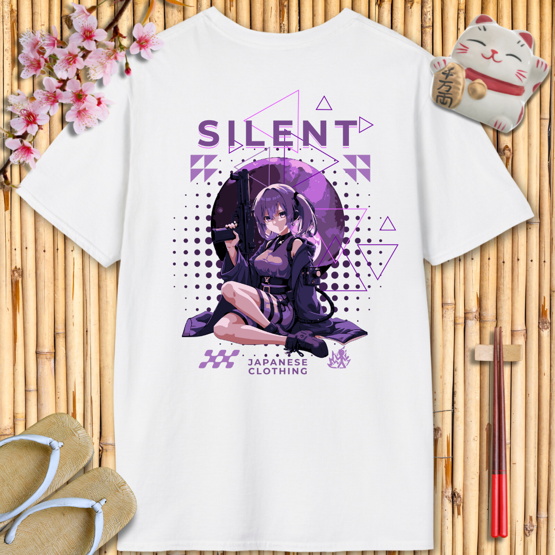 Silent Girl Purple Back Unisex Softstyle T-Shirt