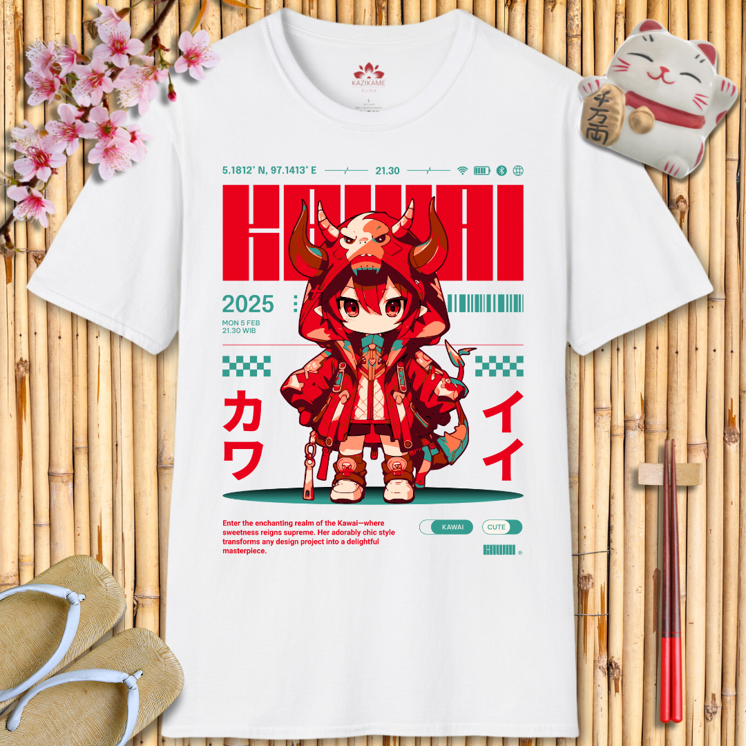 Kawaii Girl Red Unisex Softstyle T-Shirt